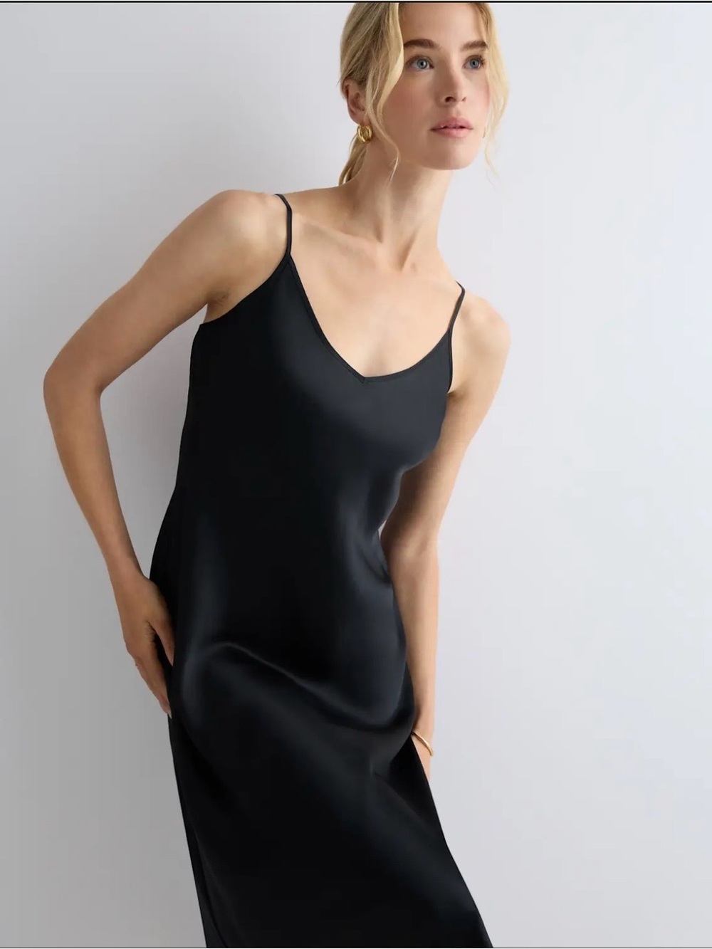 Quince Washable Silk Slip Dress - XS - Black - Picture 2 of 14